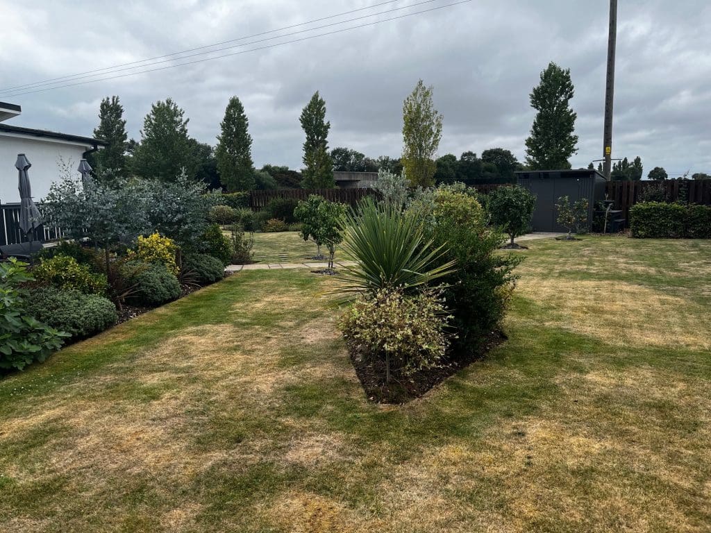 Well-kept garden space at a Gateforth Park residential park home